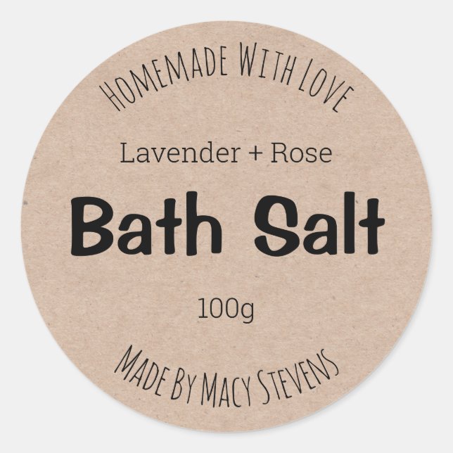 Sticker Label For Homemade Bath Salt (Front)