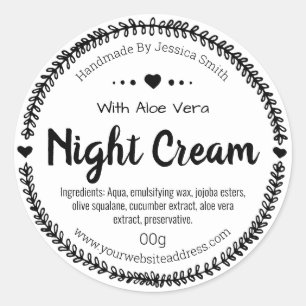 Sticker Label For Homemade Night Cream Moisturizer