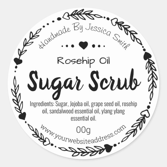 Sticker Label For Homemade Sugar Scrub (Front)
