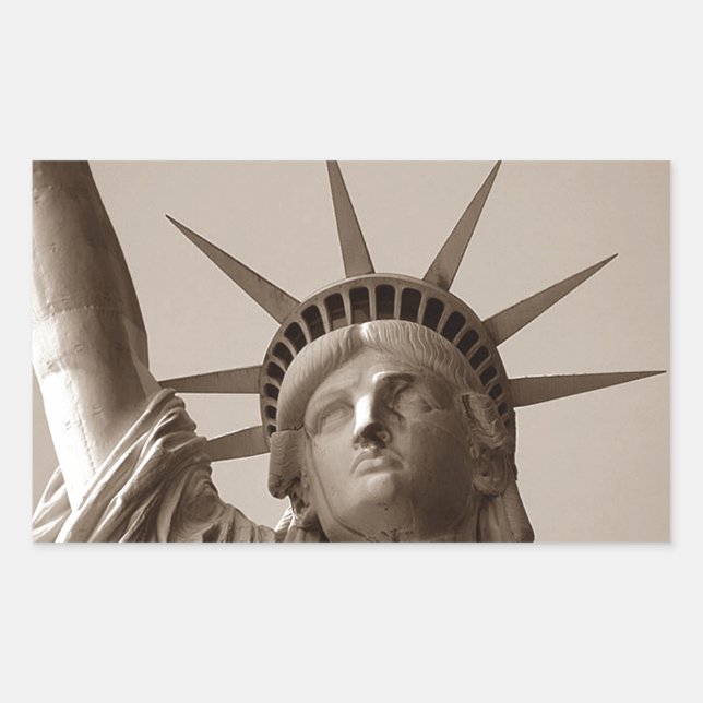 Sticker Lady Liberty Island USA Sepia Statue Of (Front)