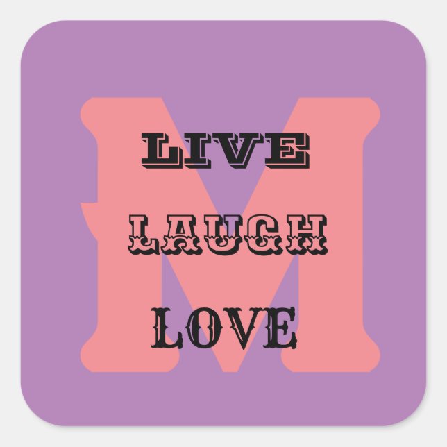 Sticker LIVE LAUGH LOVE MONOGRAM PURPLE MODERN  (Front)