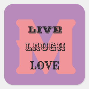 Sticker LIVE LAUGH LOVE MONOGRAM PURPLE MODERN