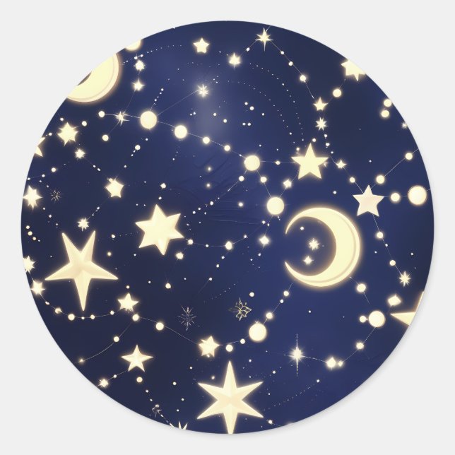 Sticker – Luxury Velvet Navy Celestial Moon (Front)