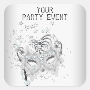 Sticker MASK White Silver Party