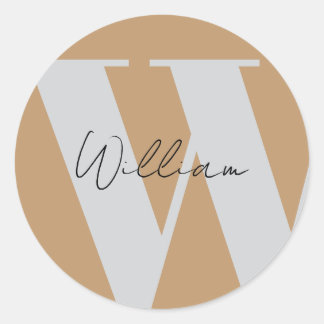 STICKER Monogram name mocha brown grey stylish