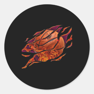 Sticker Of A Fire Basketball