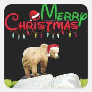 Sticker of Christmas grizzly bear