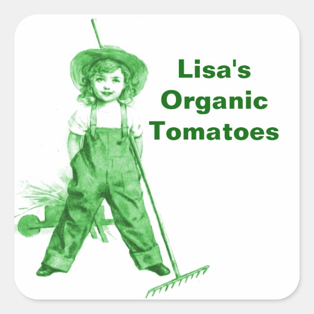 Sticker Organic Green Gardener Garden Farm Market (Front)