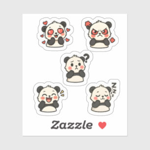 Sticker pack - 5 cute panda stickers
