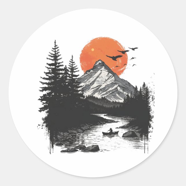 Sticker :-  Peaceful Design Nature Round Stiker (Front)