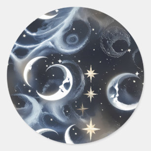 Sticker - Platinum Silver Celestial Moon Mystic 
