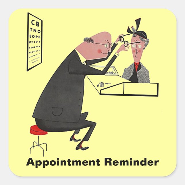 Sticker Retro Appointment Reminder Eye Check Chart (Front)