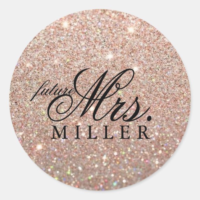 Sticker - Rose Gold Glitter Heart Fab future Mrs. (Front)