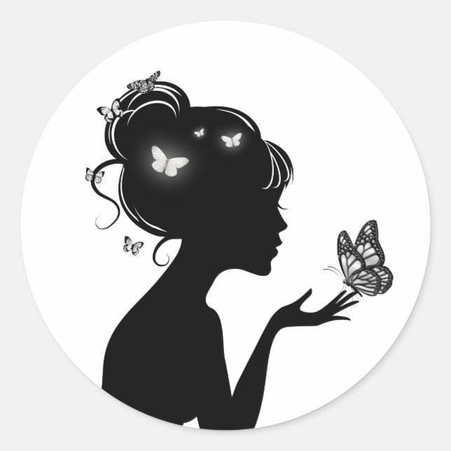 Sticker Round The White Butterfly Woman (Front)