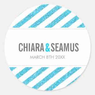 STICKER SEAL modern simple blue glitter stripe