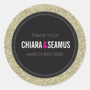 STICKER SEAL modern simple old gold glitter black