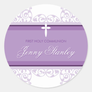 STICKER SEAL pretty curls cross violet purple