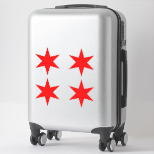 Sticker Sheet Chicago Flag Red 6-Pointed Star