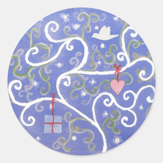 Sticker sheet with Dove and Swirly Tree Design (Front)