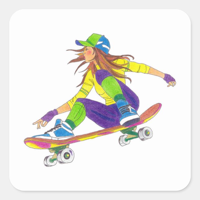 Sticker Skateboard Girl (Front)