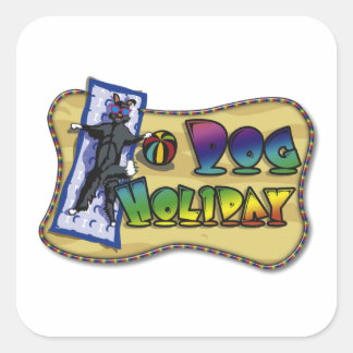 Sticker square Dog Holiday Colour