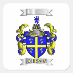 Sticker Square Johnson Family Surname And Shield