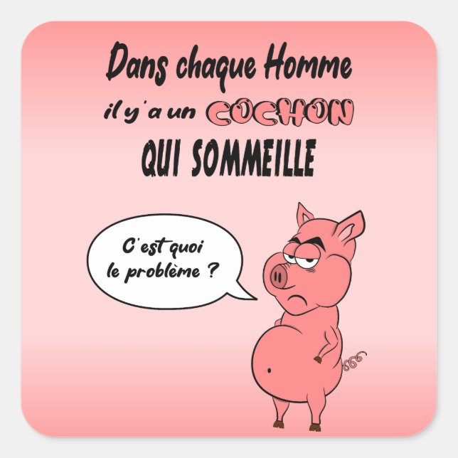 Sticker Square Ronchon the Pig (Front)