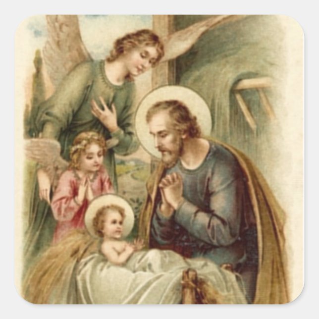 Sticker: St. Joseph Nativity Square Sticker (Front)