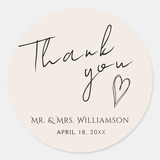  Sticker Thank You Minimalist Modern Wedding (Front)