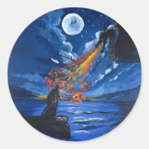Sticker- The dragon- Handmade artwork Classic Round Sticker