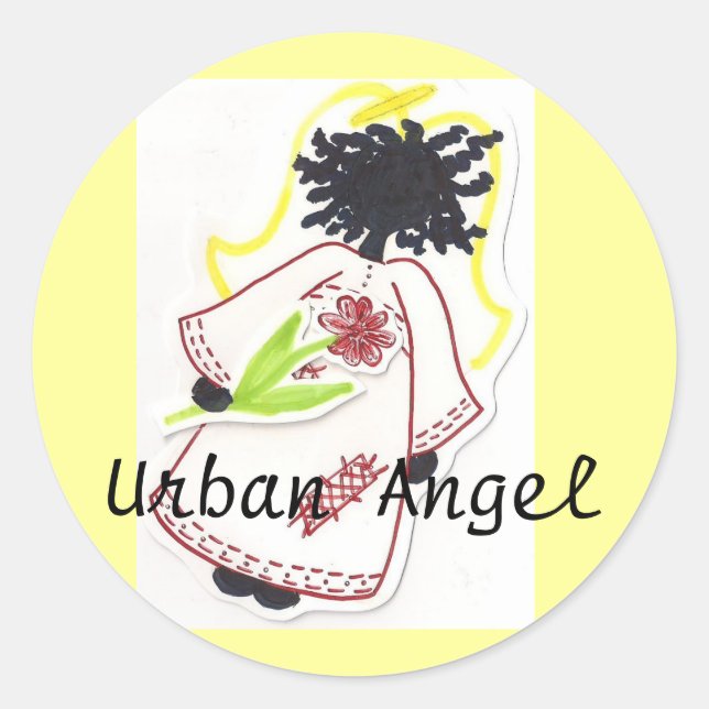 Sticker, Urban Angel - Customised Classic Round Sticker (Front)