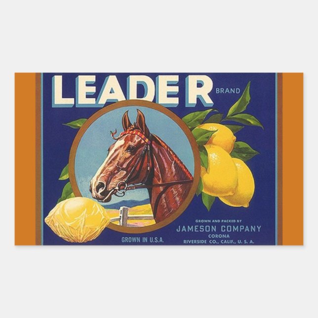 Sticker Vintage Advertising Lemons Lead Race Horse (Front)