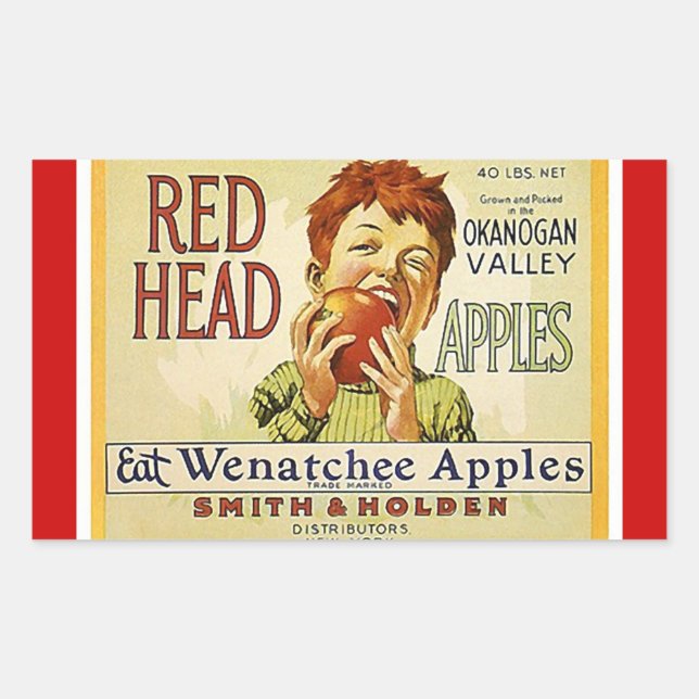 Sticker Vintage Advertising Red Head Apples Apple (Front)