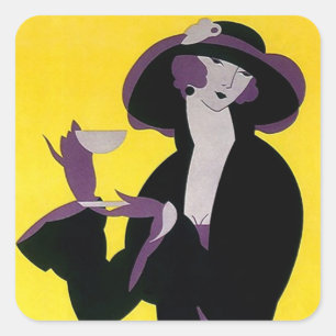 Sticker Vintage Afternoon Tea Art Deco Sharp Lady