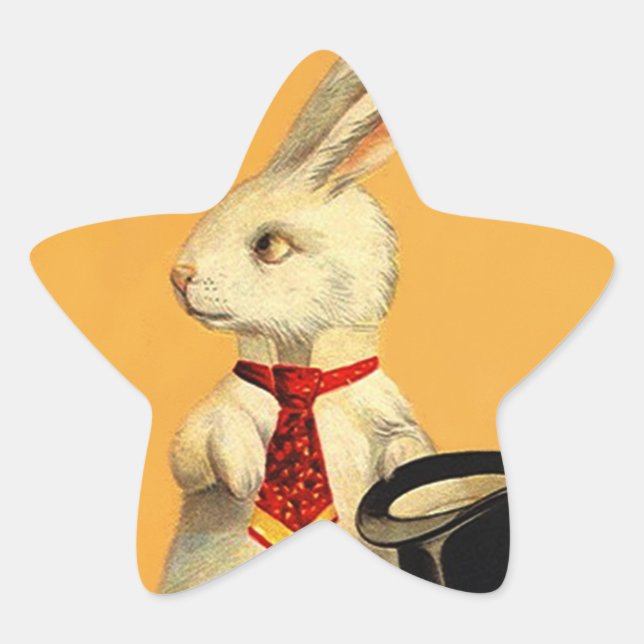 Sticker Vintage Anthro Magic Hat Trick Rabbit Hare (Front)