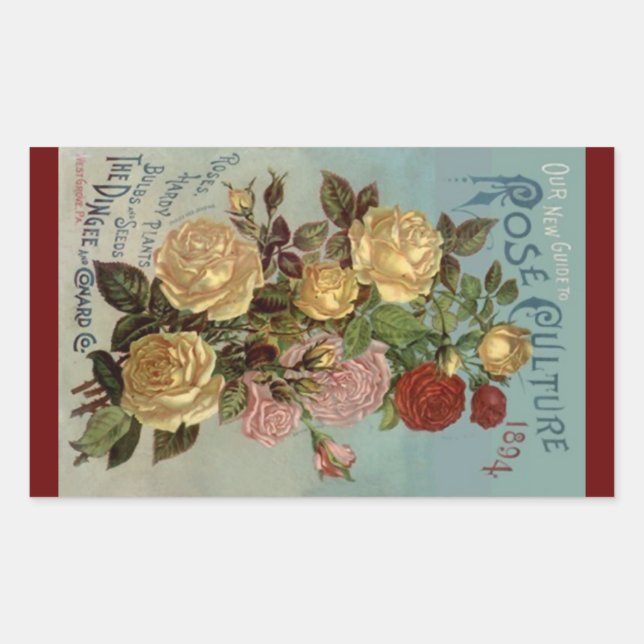 Sticker Vintage Heirloom Roses 1894 Rose Culture (Front)