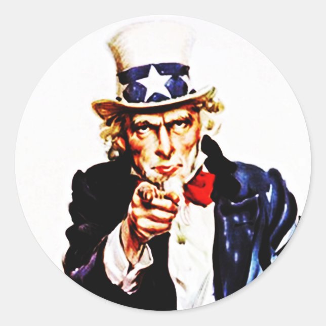 Sticker Vintage Iconic Uncle Sam Wants You Points (Front)