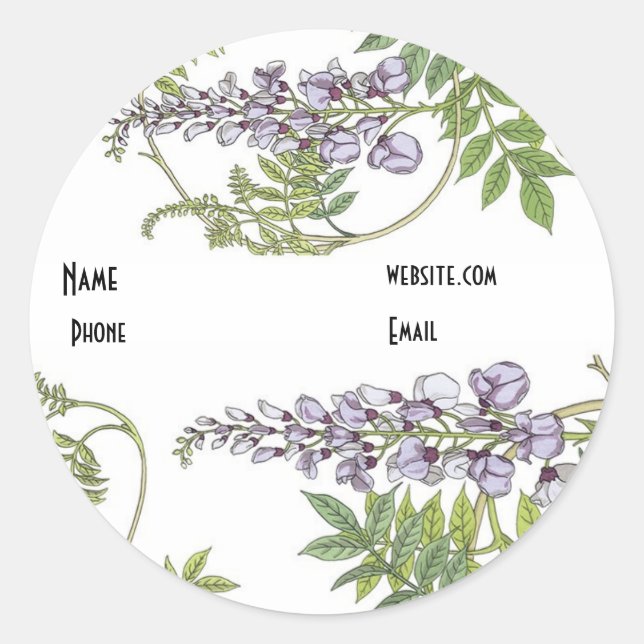 Sticker Vintage Lavender White Floral (Front)