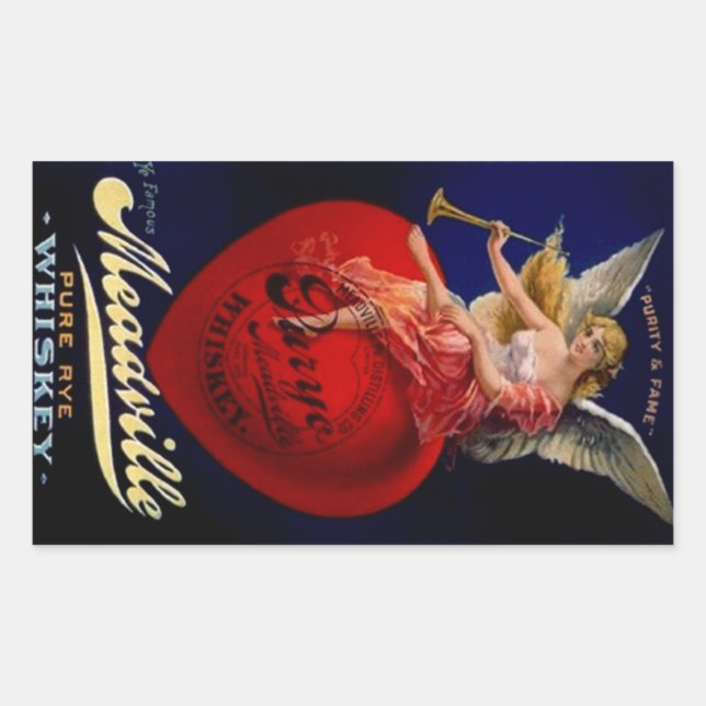 Sticker Vintage Meadville Pure Rye Whiskey Angel (Front)