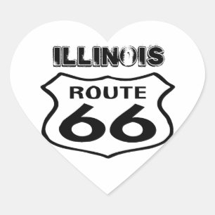Sticker Vintage Route 66 Worn State Illinois Heart