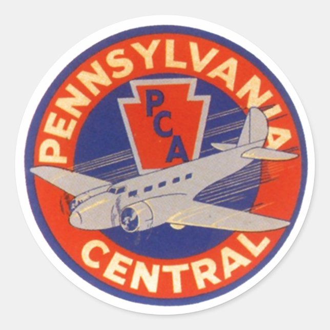 Sticker Vintage Travel Ad Pennsylvania Central (Front)