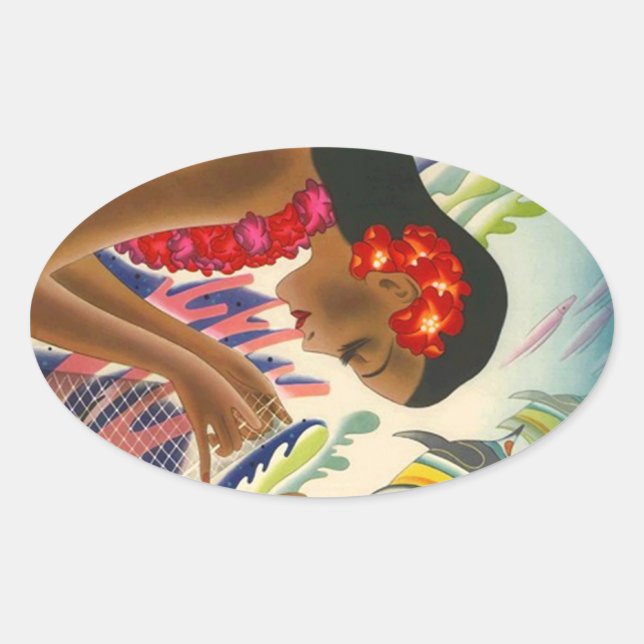 Sticker Vintage Tropical Hawaiian Islands Travel (Front)