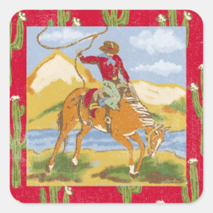 Sticker Vintage Western Rodeo Cowboy Wild West
