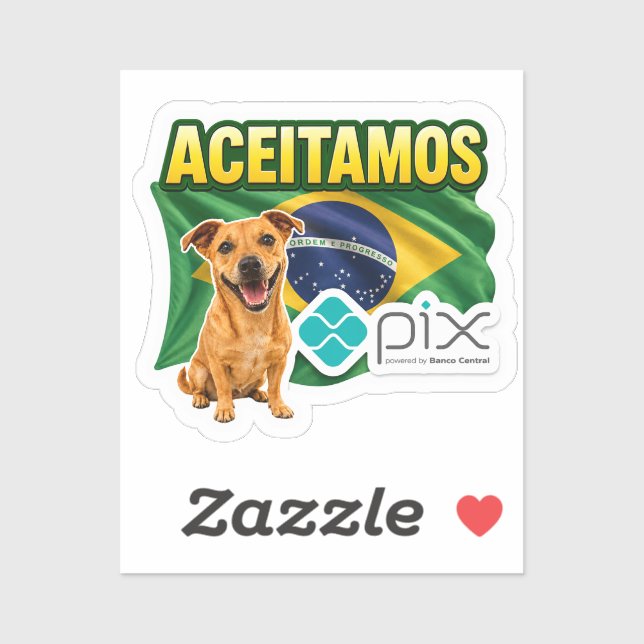 Sticker We Accept PIX with Caramel Dog  (Sheet)