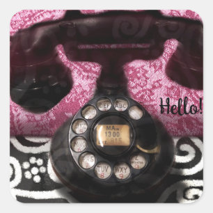Sticker - Whimsical Vintage Telephone Hello Art