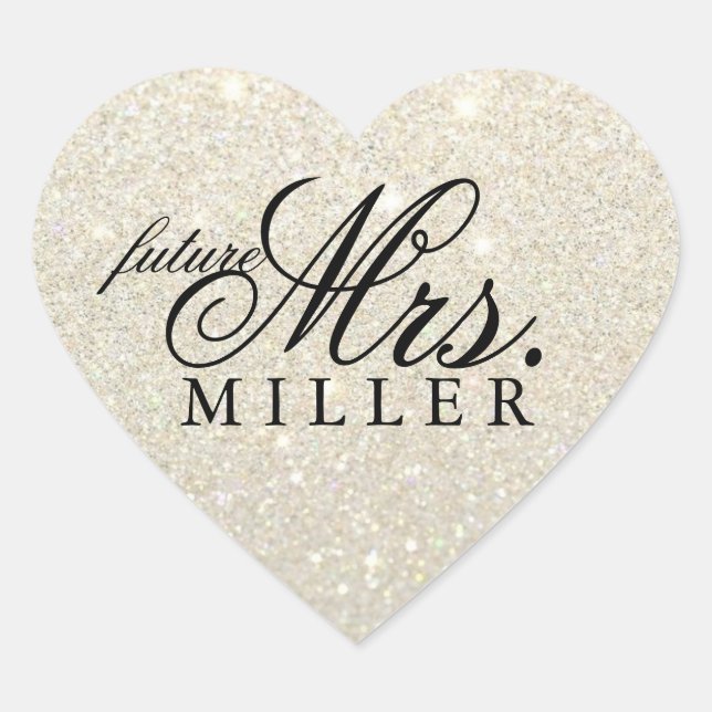 Sticker - White Gold Heart Fab future Mrs. (Front)