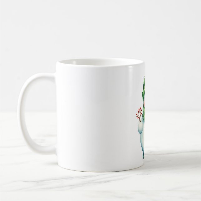 Sticker with a cute Snowman  Coffee Mug (Left)