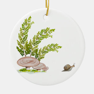 Sticker with a cute watercolor image of a forest m ceramic tree decoration