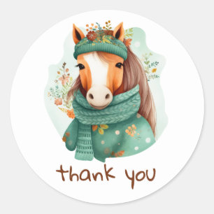 sticker with beautiful watercolor horse