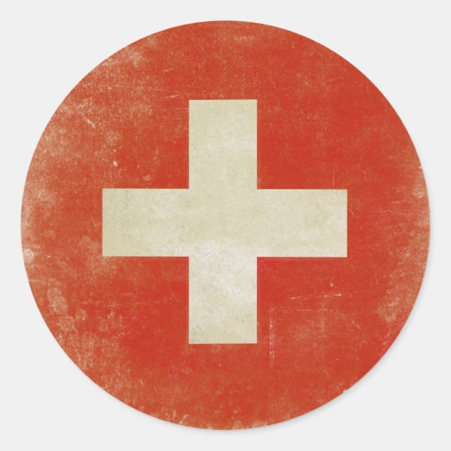Sticker with Distressed Switzerland Flag (Front)